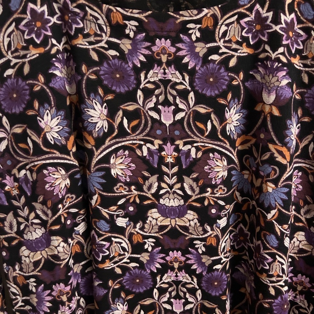 J. Jill Purple and Black Floral Long Sleeve Top - Picture 2 of 6